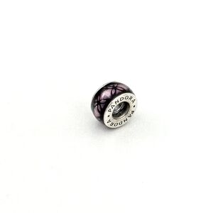PANDORA Sterling Silver Purple Floral Spacer Enamel Bead Charm